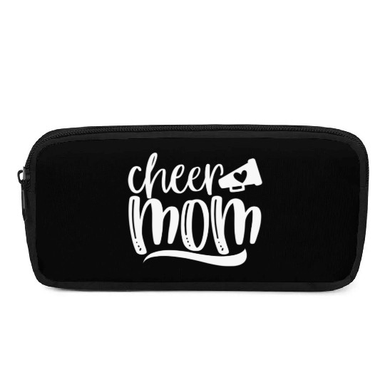 Womens Cheer Mom Pencil Cases Megaphone with Heart Accen