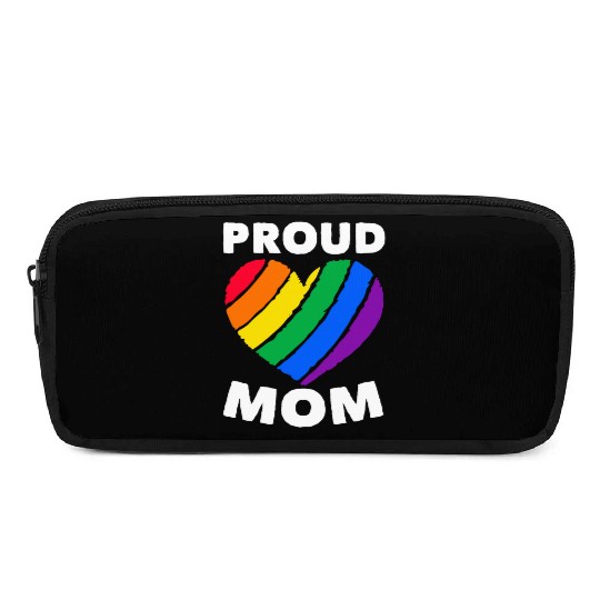 Proud Mom Colorful Heart LGBTQ Rainbow Flag Pencil Cases