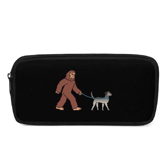 Bigfoot Sasquatch Walking Irish Wolfhound Pencil Cases