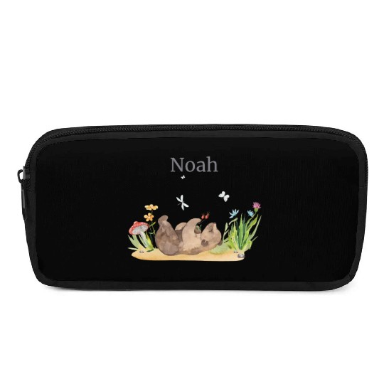 Forest Animal Bear Flowers Name Noah Pencil Cases