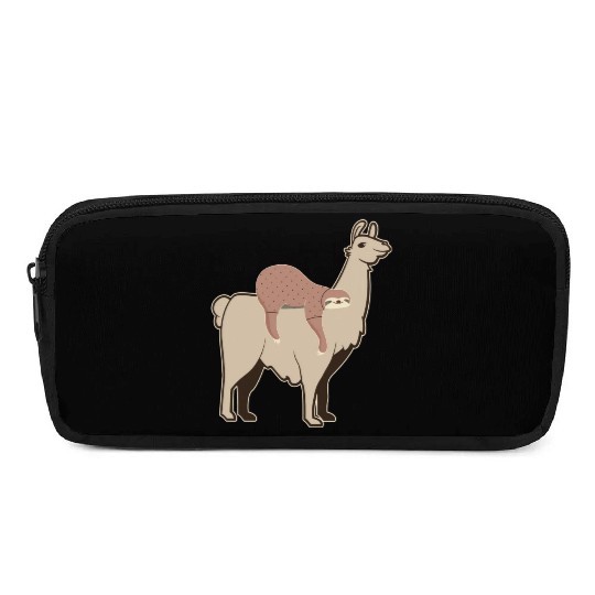 Riding Alpaca Llama Lover Lazy Sloth Pencil Cases