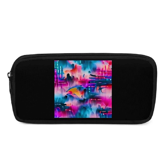 Abstract watercolor pattern in retro neon colors Pencil Cases