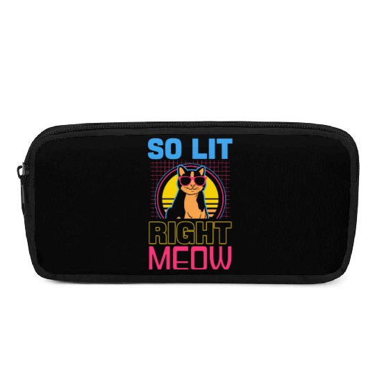 EDM Rave Techno 80s Lit Right Meow Pencil Cases
