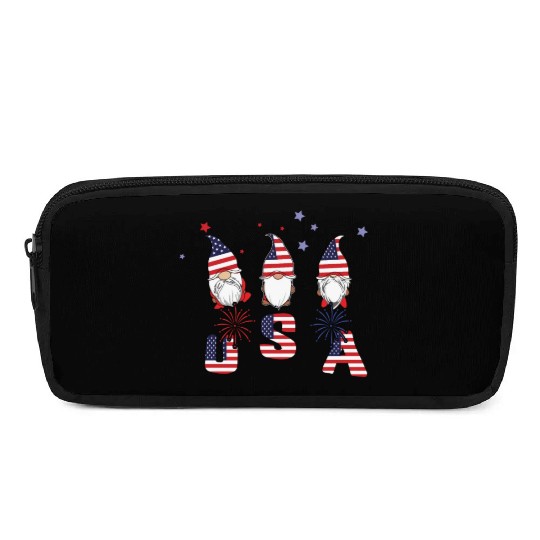 Elf Dwarf Gnome America American Flag 4th Of July Pencil Cases