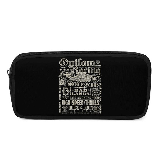 Womens Outlaw Racing Moto Psychos Skull Biker Pencil Cases