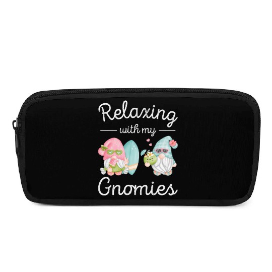 Relaxing Gnomes Surfing Vacation Gnome Lover Pencil Cases