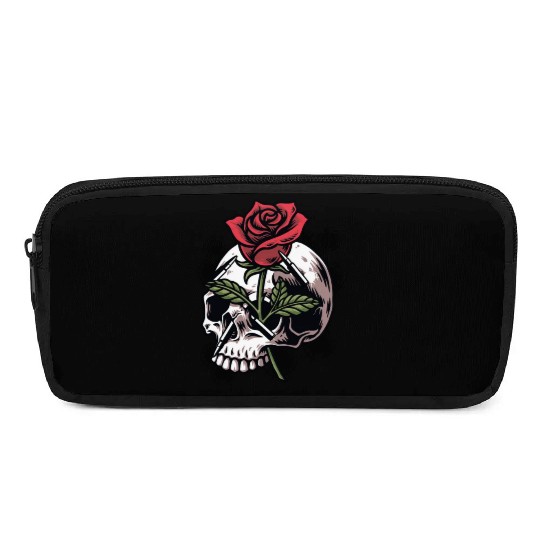 Bullets and Skull Roses Aesthetic Dripping Pattern Pencil Cases