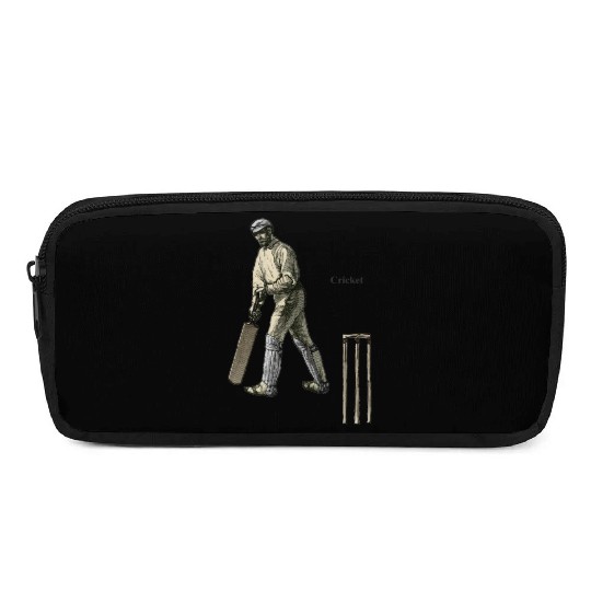 Vintage Cricket Player with a Bat and Wicket URM Pencil Cases