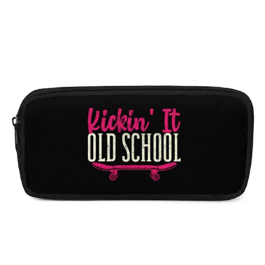 Kickin' It Old School Funny Skateboard Skateboarde Pencil Cases
