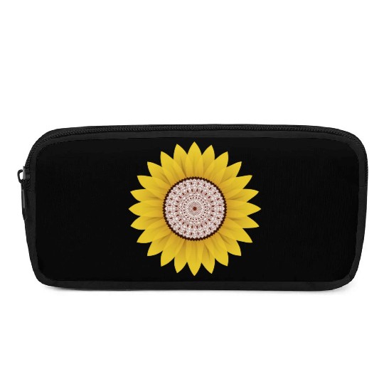 Golden Sunflower Mandala Pencil Cases