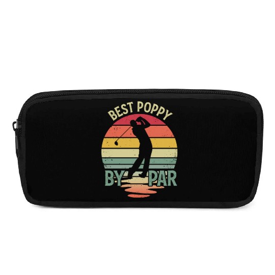 Best Poppy By Par Vintage Funny Golf Dad Pencil Cases