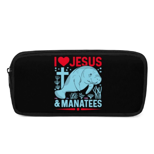 I Love Jesus and Manatees - Sea Cows Lover Pencil Cases