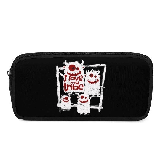 I Love My Tribe Funny Monster Family Reunion Pencil Cases