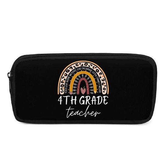 4th grade teacher leopard rainbow back to school Pencil Cases
