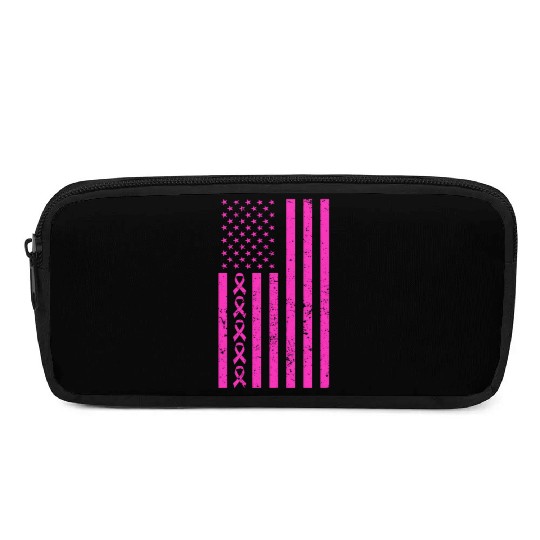 Pink Ribbon beating Breast Cancer American Flag Pencil Cases