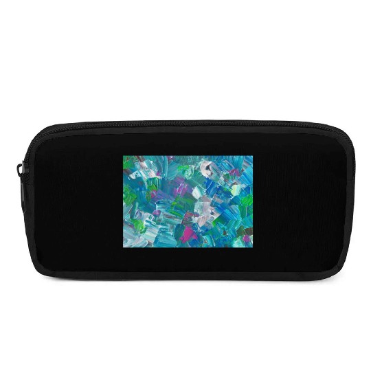 Abstract Blue Teal Brushstrokes Painting Pencil Cases