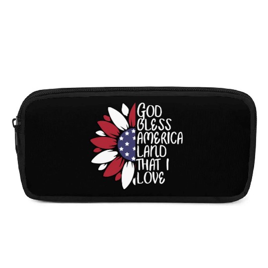 God Bless America Sunflower God Bless USA Pencil Cases