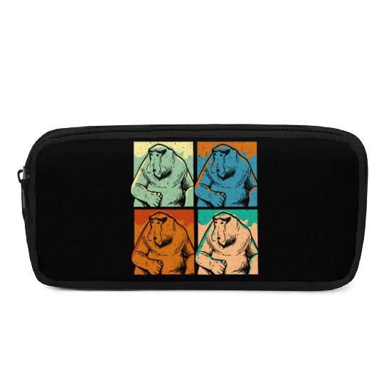 Retro Proboscis Monkey Ape Wildlife Zookeeper Pencil Cases