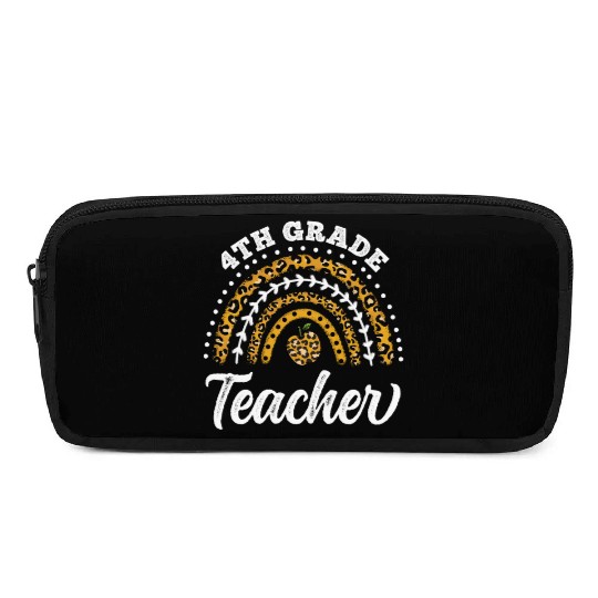4th Grade Teacher Leopard Rainbow Back To School Pencil Cases
