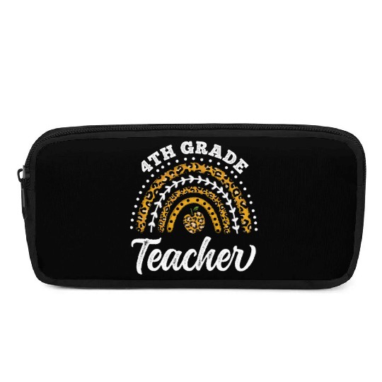 4th Grade Teacher Leopard Rainbow Back To School Pencil Cases