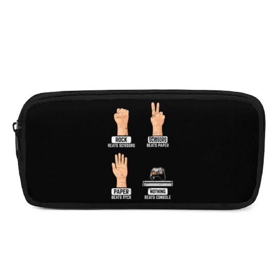 Rock Paper Scissors Nothing Beats Console PC Funny Pencil Cases