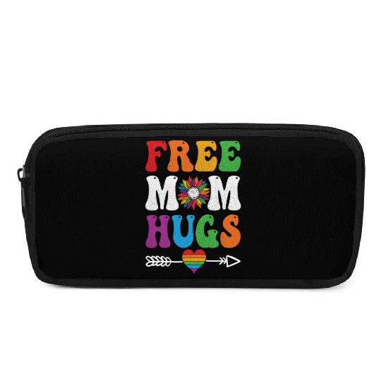 Free Mom Hugs Pencil Cases Sunflower Rainbow Heart LGBT