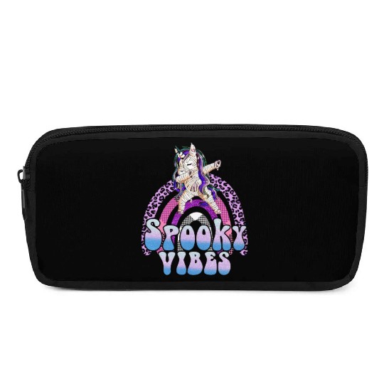 Spooky Vibes Halloween Unicorn Rainbow Girls Pencil Cases