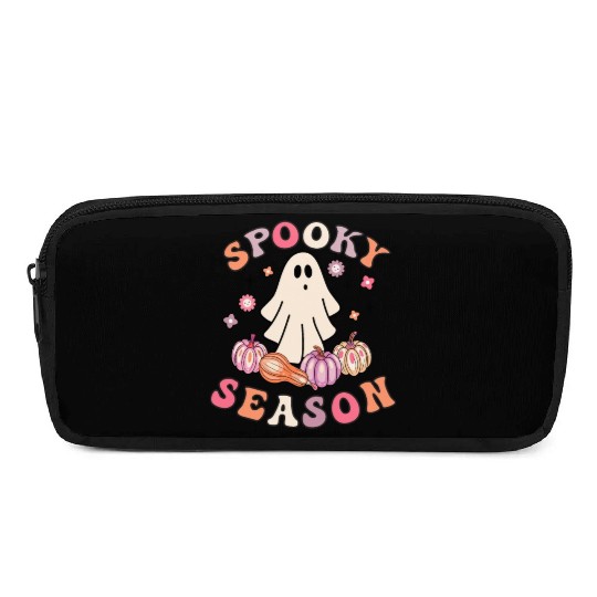 Spooky Season Cute Retro Pumpkin Ghost Gift Kids Pencil Cases