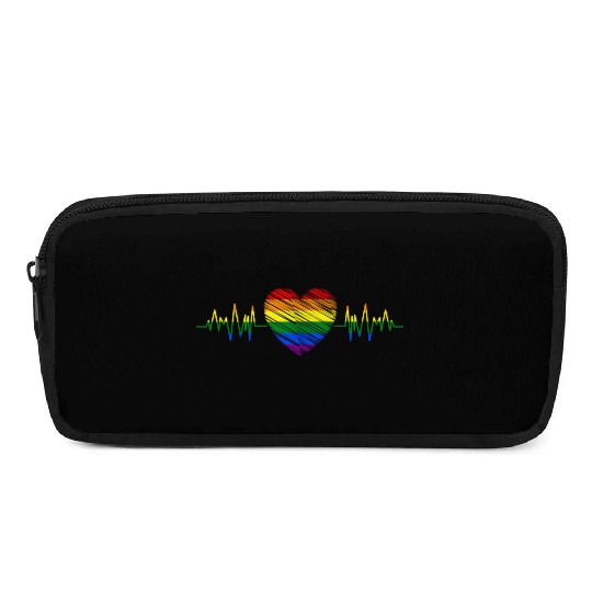 Heart Heartbeat LGBTQ Gay Pride Rainbow Heart Rate Pencil Cases