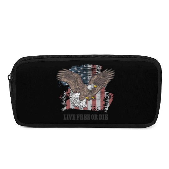 Live Free or Die - Bald Eagle - Grunge American Fl Pencil Cases