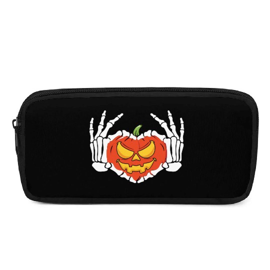 Skeleton Hand Heart Sign Funny Halloween Pencil Cases