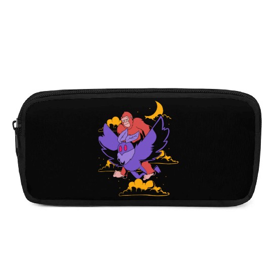 Bigfoot Riding Mothman Funny Cryptozoology Pencil Cases