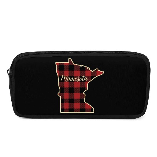 Minnesota Buffalo Plaid Silhouette Home State Pencil Cases