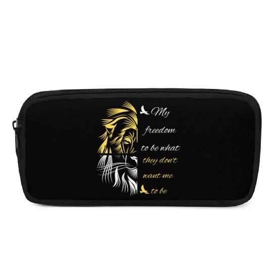 Freedom Saying With Half Lion Face Pencil Cases