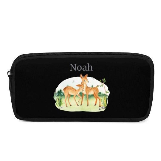 Forest Animal Deer Flowers Name Noah Pencil Cases