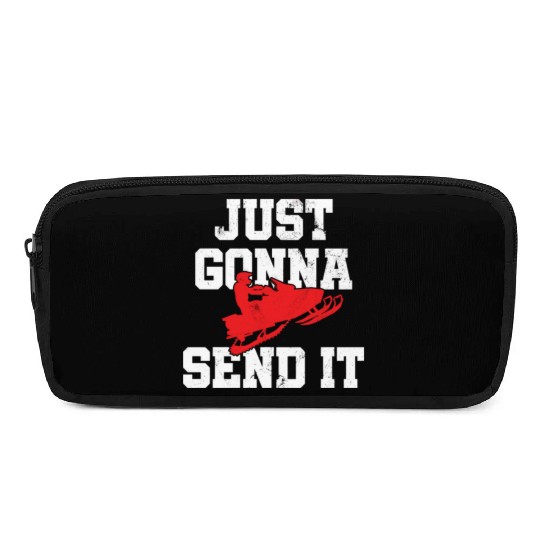 Snowmobile Just Gonna Send It Funny Freestyle Moto Pencil Cases