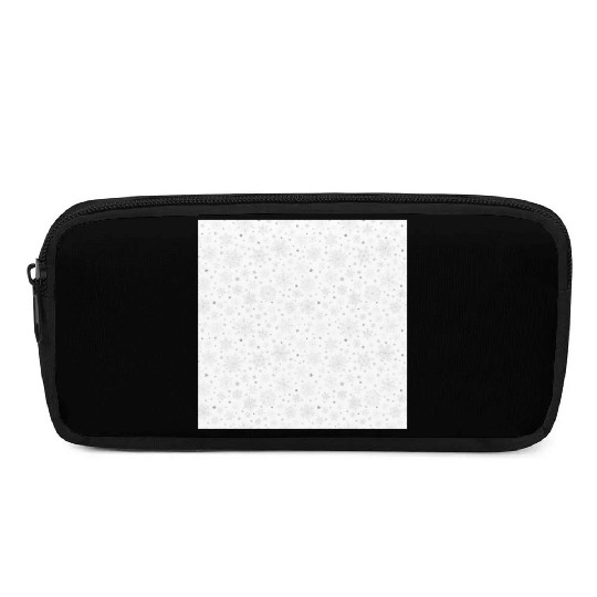 Modern Snowflakes Pattern White Silver Pencil Cases