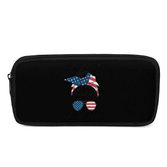 Her Body Her Choice Messy Bun US Flag Feminist Pro Pencil Cases