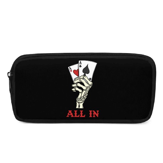 Poker Player Poker Cards Ace Skeleton Hand Poker Pencil Cases