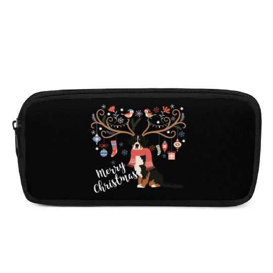 Bernese Mountain Dog Christmas Pencil Cases