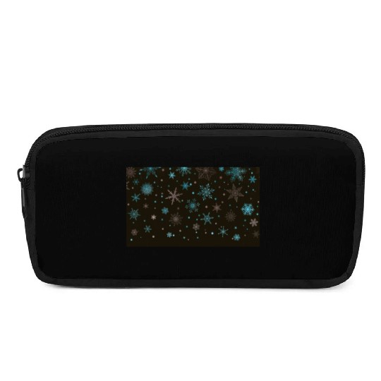 Elegant Snowflakes Black Blue Silver Pencil Cases
