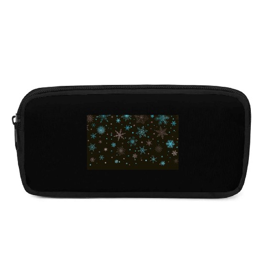 Elegant Snowflakes Black Blue Silver Pencil Cases