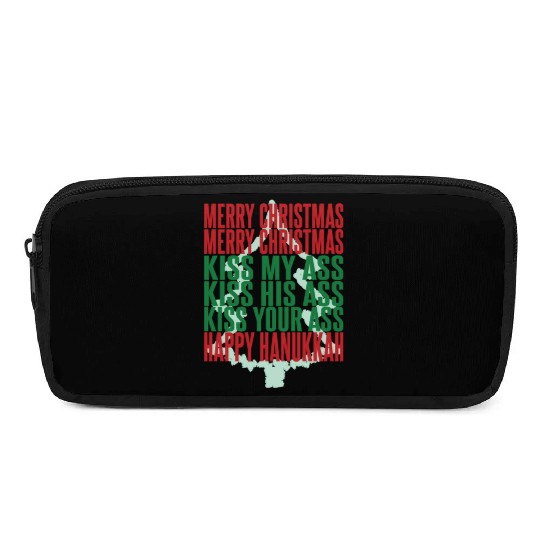 Merry Christmas Kiss My Ass Funny Hanukkah Tree Pencil Cases