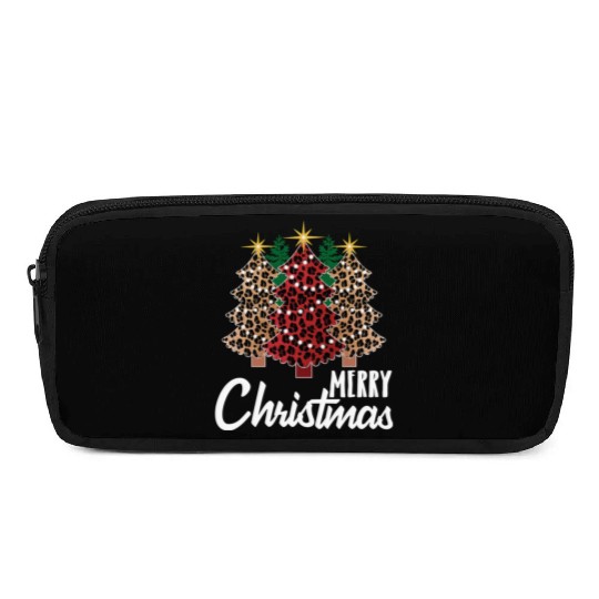 Cute Merry Christmas Leopard Print Tree Christmas Pencil Cases