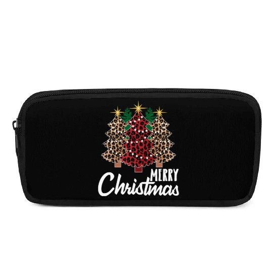 Cute Merry Christmas Leopard Print Tree Christmas Pencil Cases