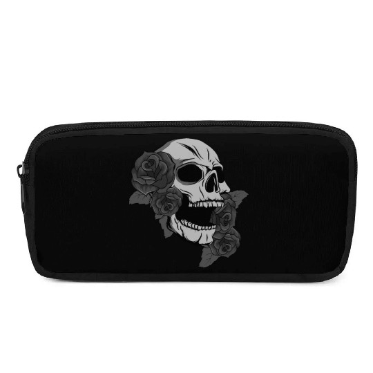Black Skull Roses Aesthetic Goth Gothic Pencil Cases
