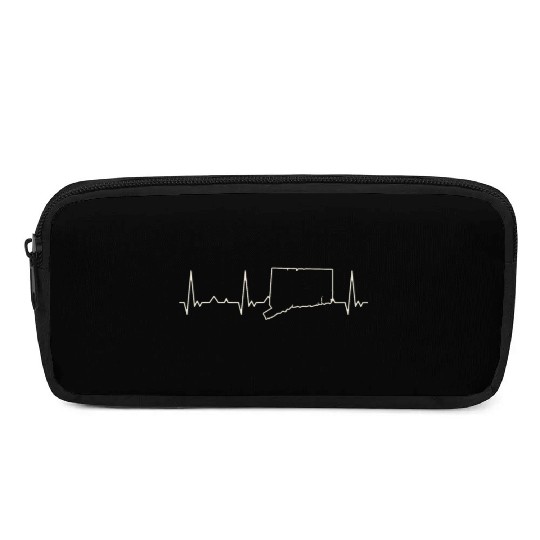 Connecticut State USA. Heart. Love. EKG. Pulse. Pencil Cases