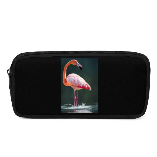 Flamingo in a lake with water splashes Pencil Cases