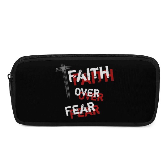 Inspirational Christian Cross Faith Over Fear Pencil Cases