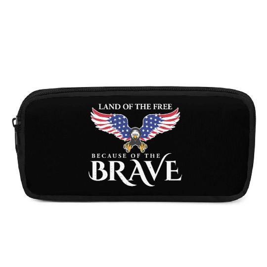 Land Of The Free Because Of The Brave Patriot USA Pencil Cases